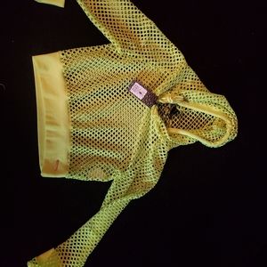 Neon yellow fish net hoodie